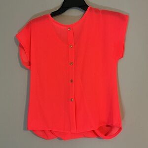 A’GACI Coral/Orange Women's Pink Drape Front Top Sz Med | Barbiecore Fairycore
